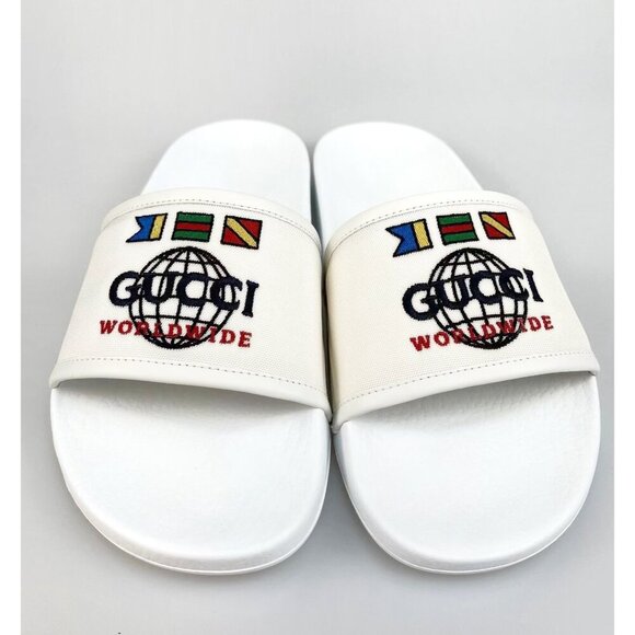 NIB Gucci worldwide man slides in white size 6 - Picture 4 of 12